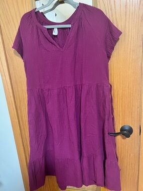 Pact Women's Midi Dress in Plum 100% organic cotton